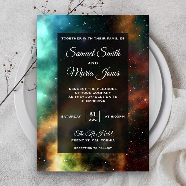 Space Nebula Colorful Galaxy Wedding bjudande Inbjudningar (Skapare uppladdad)