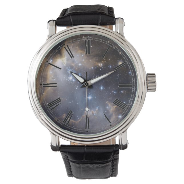 Space Nebula Galaxy Roman Numeral Armbandsur (Framsida)