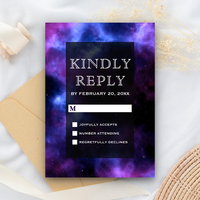 Space Nebula Lila Galaxy RSVP OSA Kort (Skapare uppladdad)