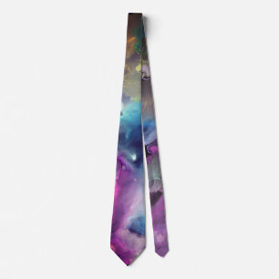 Space Nebula rosa blue gult Alcohol bläck art Slips