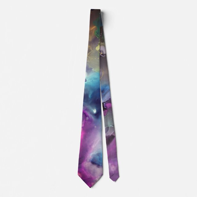 Space Nebula rosa blue gult Alcohol bläck art Slips (Framsida)