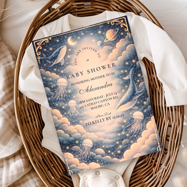 Space Ocean Whales Baby Shower Inbjudningar (Skapare uppladdad)