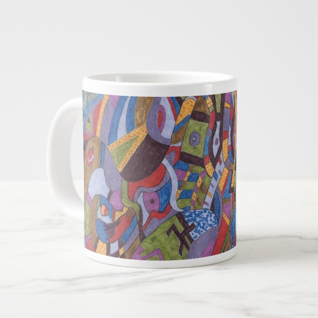 "Space Octopus" Abstrakt Art Jumbo Mugg (Framsida vänster)