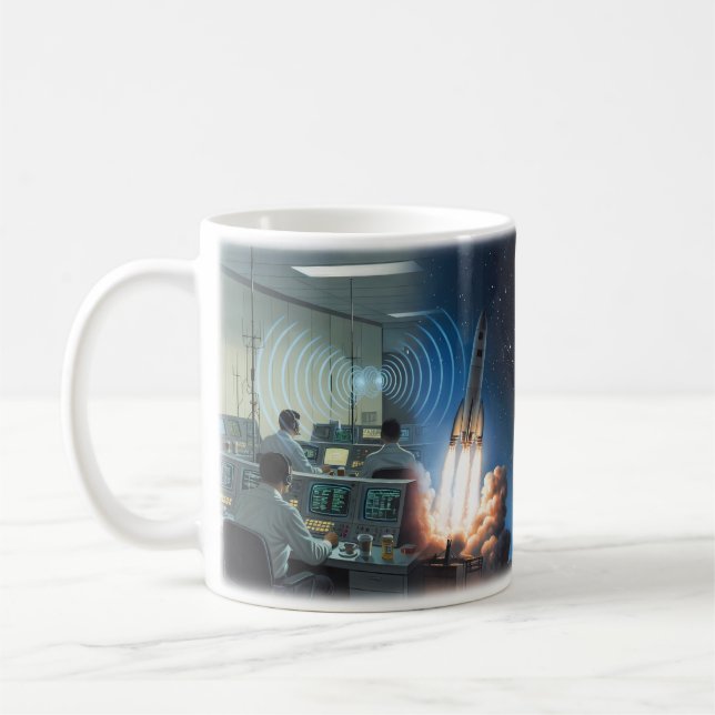 Space Oddity Raketuppskjutning Stjärnfält Mugge Kaffemugg (Vänster)