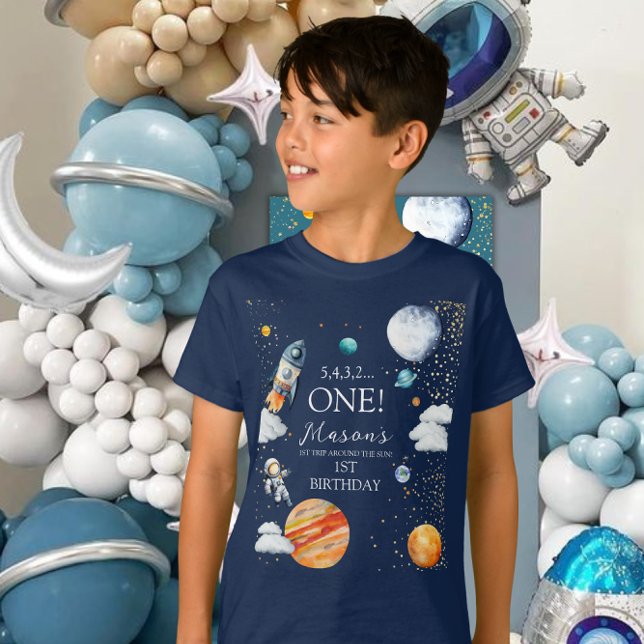 Space ONE 1st Birthday Rocket Kids T Shirt (Skapare uppladdad)