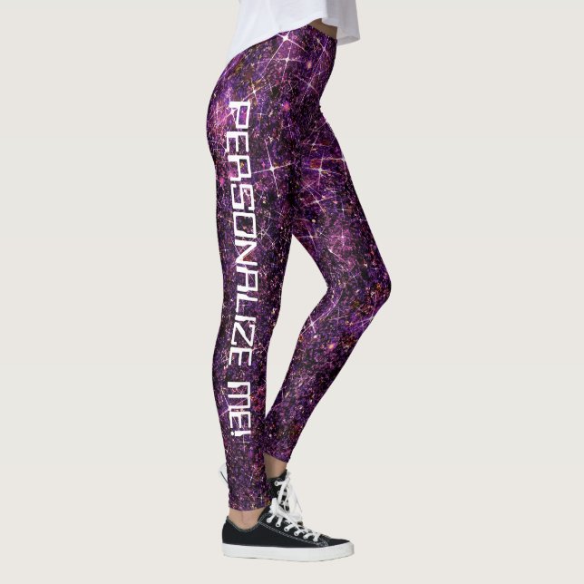 Space Opera Lila Galaxy Glitter ANPASSNINGSBAR Leg Leggings (Höger)