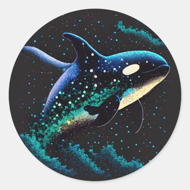 Space Orca Runt Klistermärke (Framsida)