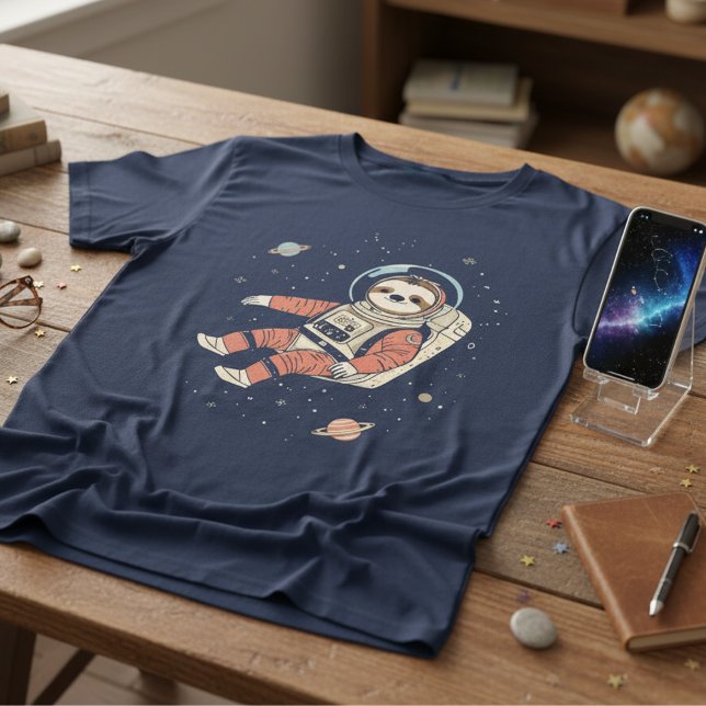 Space Out Sloth — Söt Astronaut Sengångare T Shirt (Skapare uppladdad)