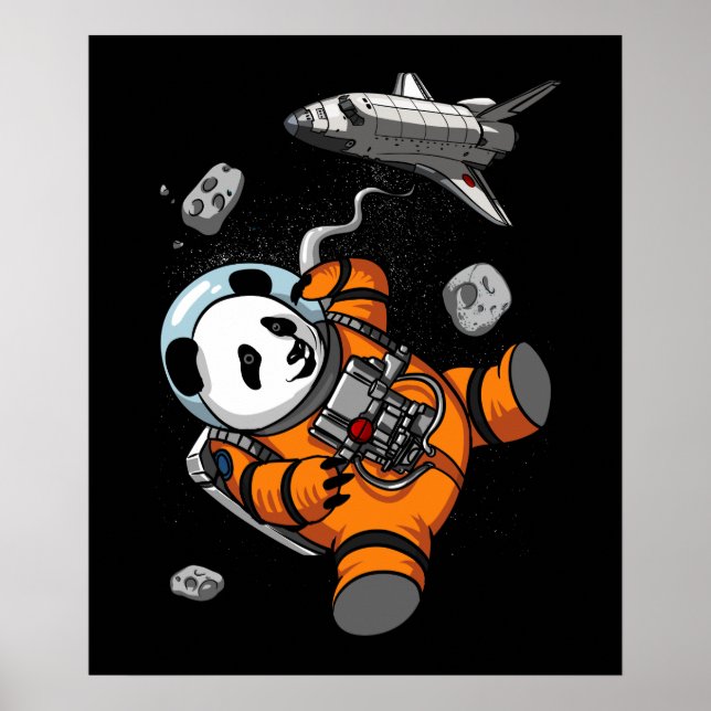 Space Panda Bear Astronaut Galaxy Cosmic Animal Poster (Framsidan)