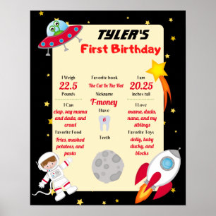 Space Party 1:a födelsedagsmilstolpen Poster