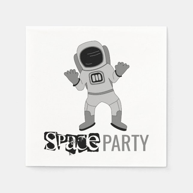 Space Party Astronaut, födelsedag Pappersservett (Framsidan)