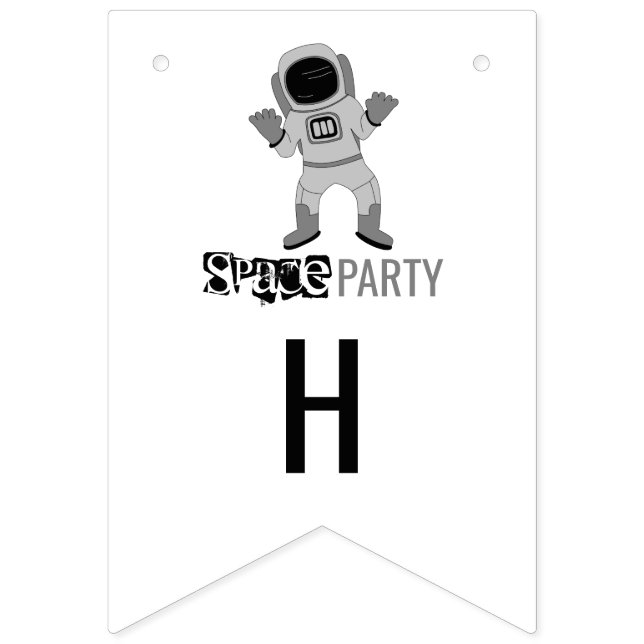 Space Party Astronaut, födelsedag Vimplar (Andra flaggan)