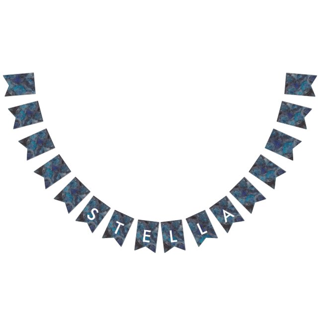 Space Party Galaxy Personlig Blue Vimplar (Alla)