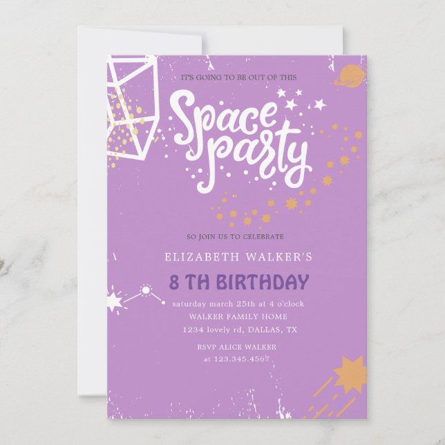 Space Party | Inbjudan till födelsedag (Framsida)