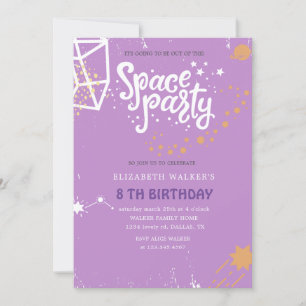 Space Party Inbjudan till födelsedag