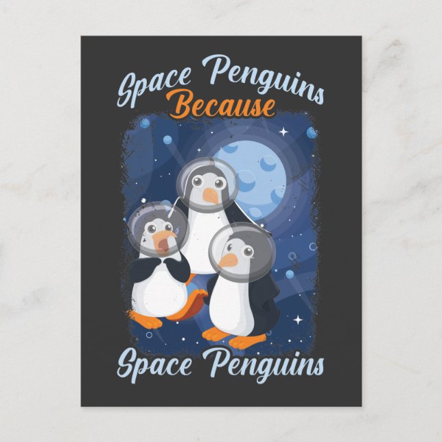 Space Penguin Funny Astronaut Cute Galaxy Animal Vykort (Framsida)