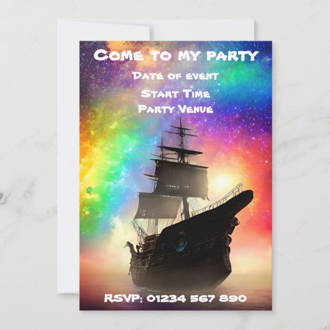 Space Pirat Party-inbjudan Inbjudningar (Framsida)