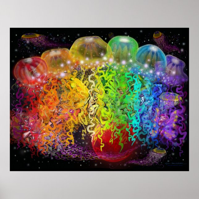 Space Pixies Rainbow Jellyfish Party Poster (Framsidan)