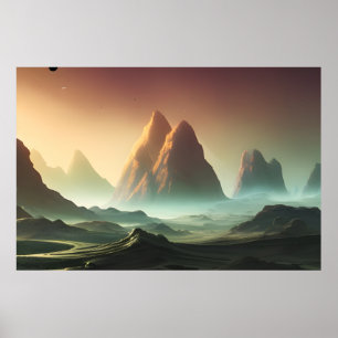 Space Planet Ligcape Digital Art Poster #026