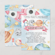 Space Planet Rosa Girl Girl Bok-begärandekort för