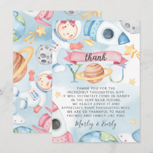 Space Planets Rosa Girl Baby Shower Tack för ditt Inbjudningar
