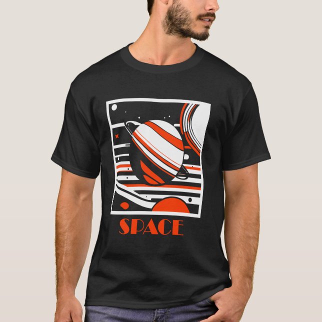 Space Planets Uranus Saturn Neptune Universe Cosmo T Shirt (Framsida)