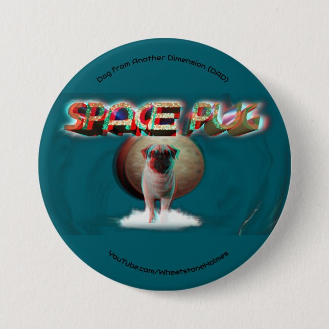 Space Pug 3D Knapp (Framsida)