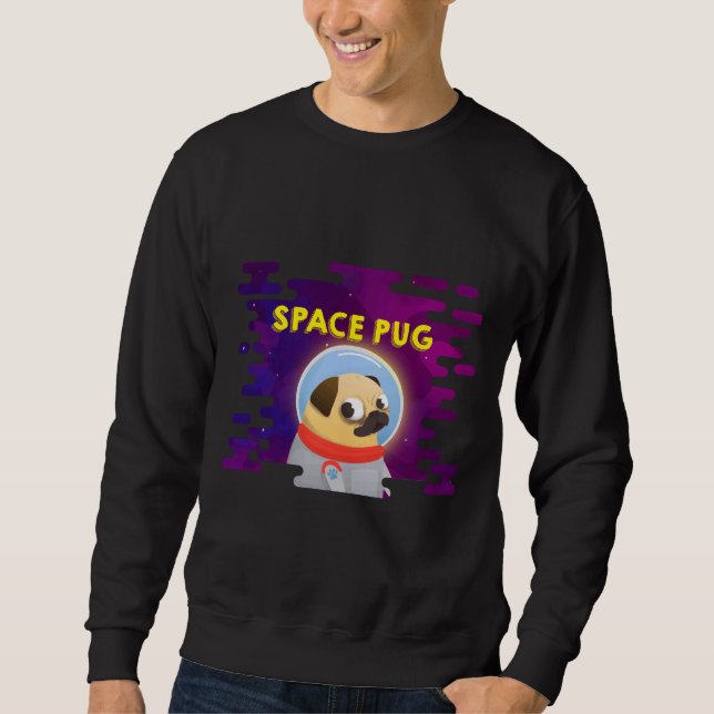 Space pug Classic T-Shirt 432 Lång Ärmad Tröja (Framsida)