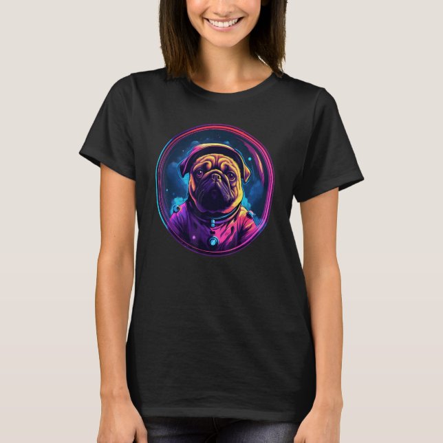 Space Pug Hund Mamma Pappa Pug T Shirt (Framsida)