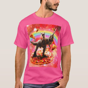 Space Pug Riding Dinosaur Unicorn - Pizza Taco T Shirt