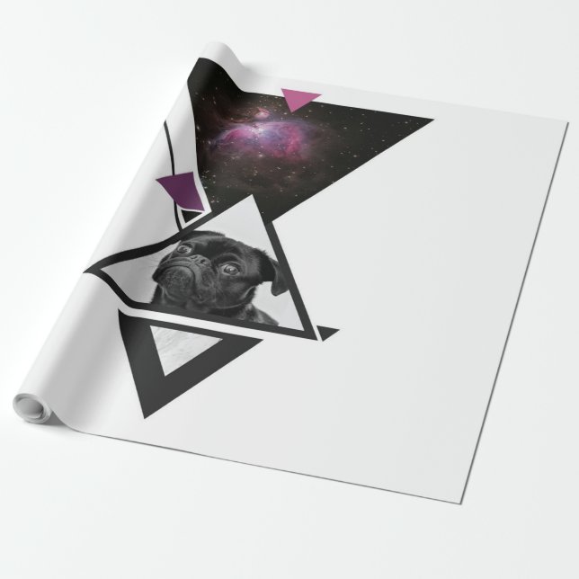 Space Pug | Svart Pug Hund Gift-idé för Pug Älskar Presentpapper (Utrullad)
