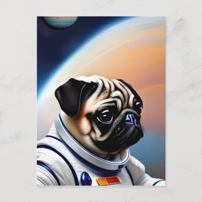 Space Pug Vykort (Framsida)