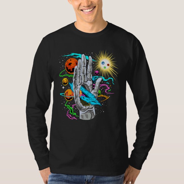 Space Push Through   Galaxy In Solar System T Shirt (Framsida)
