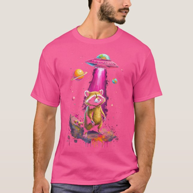 Space Raccoon Ufo T Shirt (Framsida)