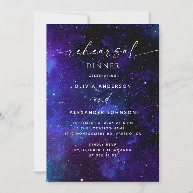 Space Rehearsal Dinner | Galaxy Celestial Wedding Inbjudningar (Framsida)