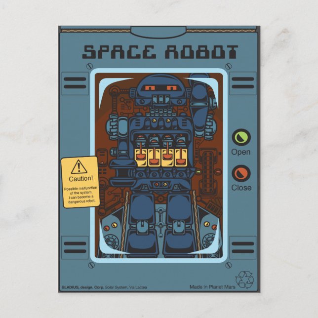 Space Robot Box Leksak Vykort (Framsida)