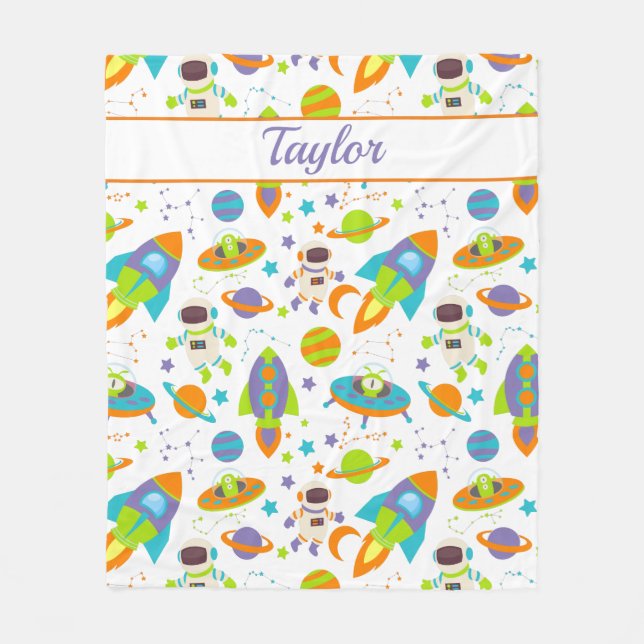 Space Rocket Astronaut Kids Fleecefilt (Framsidan)