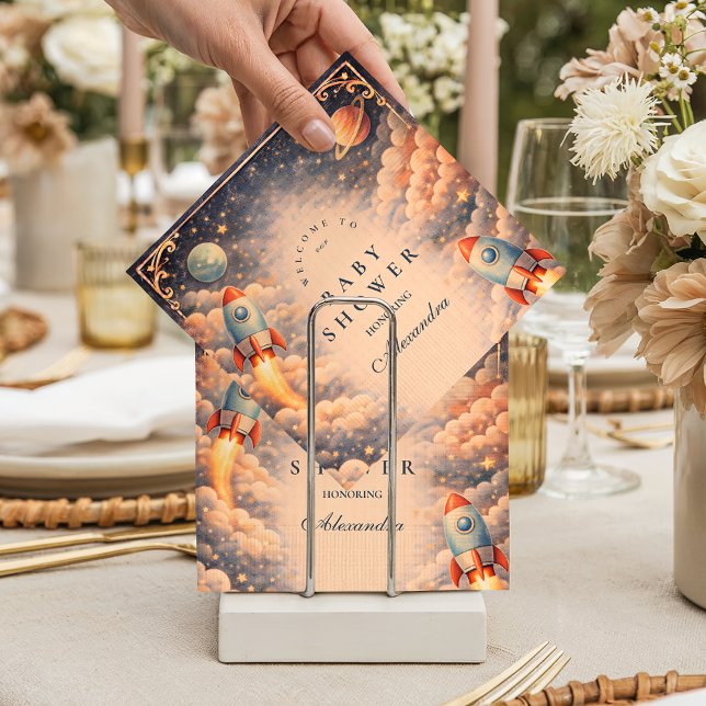 Space Rocket Clouds Baby Shower Pappersservett (Skapare uppladdad)