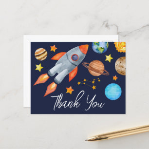 Space Rocket Frakt Birthday Tack Vykort