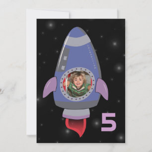 Space Rocket Frakt Boys Födelsedagsfest Inbjudan