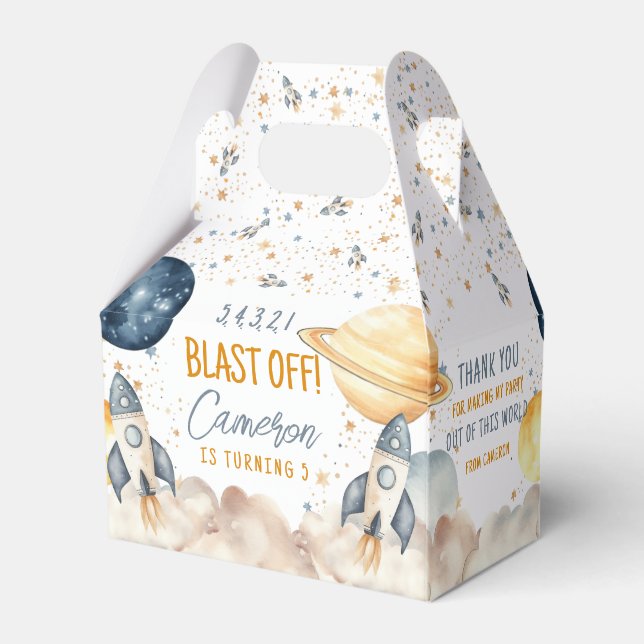 Space Rocket Frakt Rymden Födelsedagsfest Presentaskar (Baksidan Sidan)