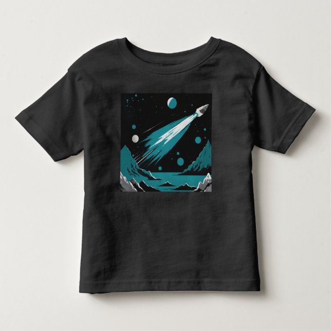 Space Rocket – Grey & Blue Toddler T-Shirt (Framsida)