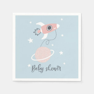 Space Rocket och Jupiter Baby Shower Pappersservett