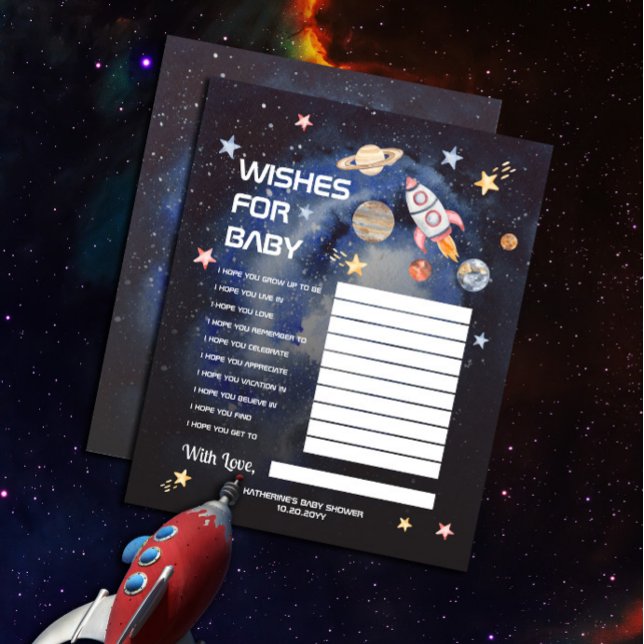 Space Rocket Planets Baby Shower Önskemål för Baby (Skapare uppladdad)