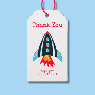 Space Rocket Tack Birthday Presentetikett