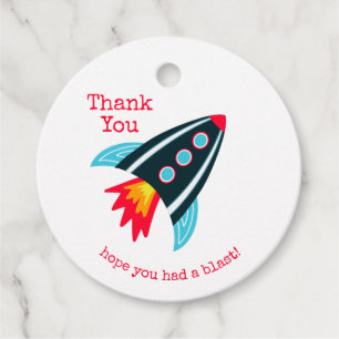 Space Rocket Tack Boys Birthday Gåvor Etiketter
