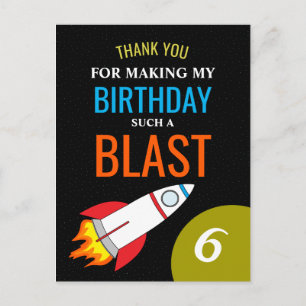 Space Rocket till Måne Barn Birthday Tack Vykort