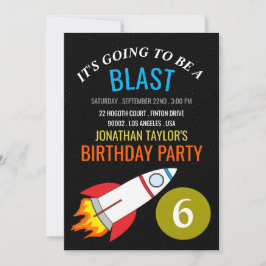 Space Rocket till Måne Barns födelsedag Inbjudningar