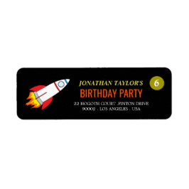 Space Rocket till Måne Barns födelsedag Returadress Etikett