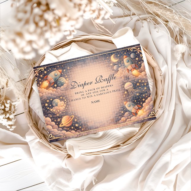 Space Rockets Stars Diapper Raffle Tilläggskort (Skapare uppladdad)